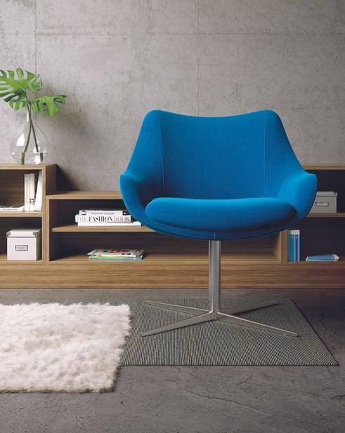 Bloom blue lounge chair on a swivel base