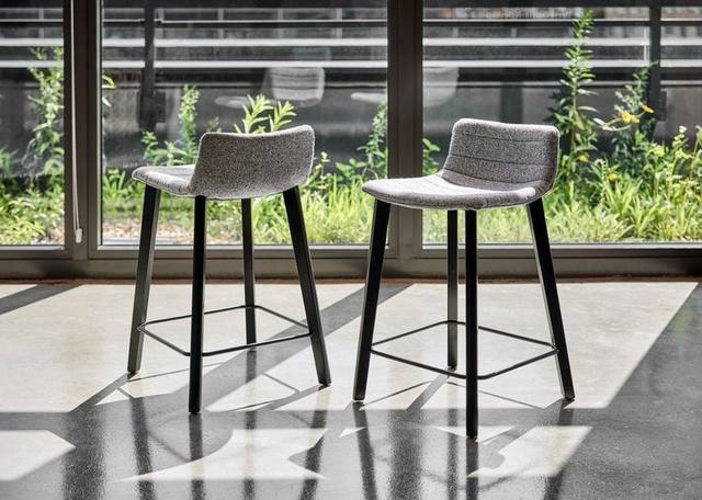 Grin bar-height stools with grey seats