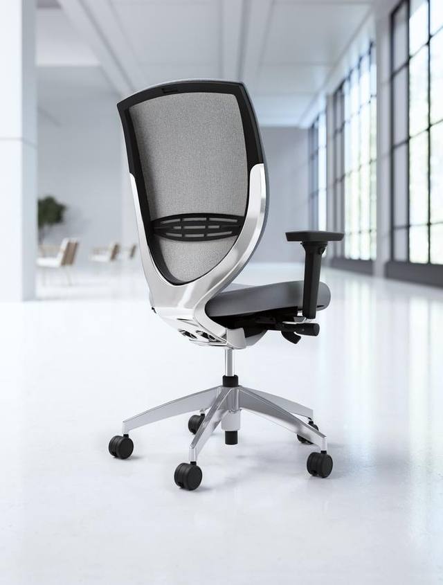 Wish task chair with polished frame in a bright office